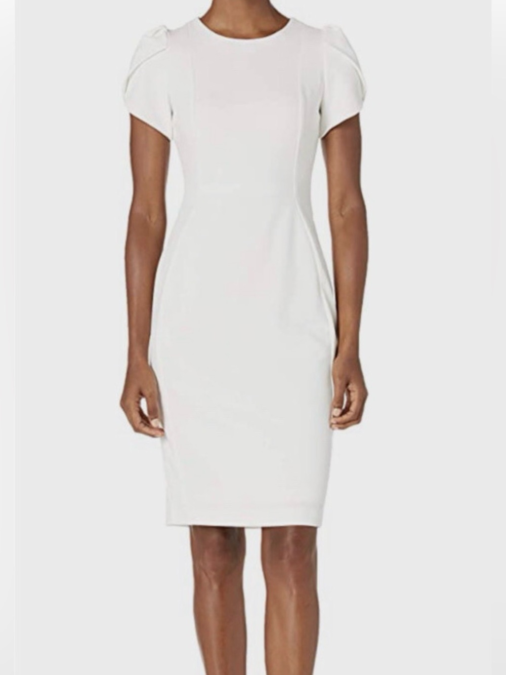 Calvin Klein White Cream Tulip Sleeve Sheath Dress Size 6